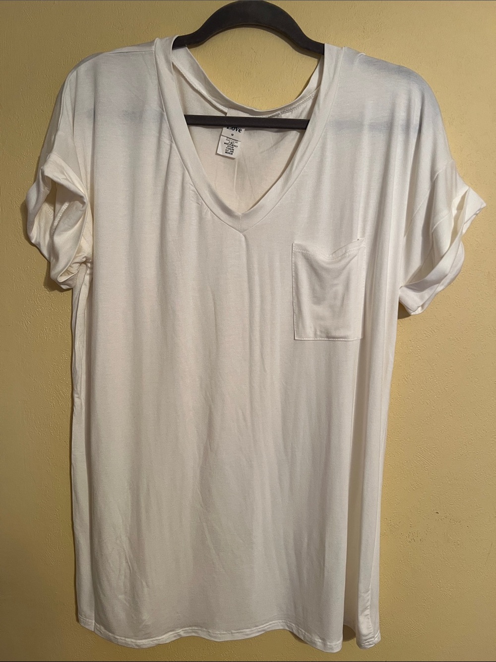 Sew In Love Women's Short Sleeve V-Neck Pocket Tee in Cream